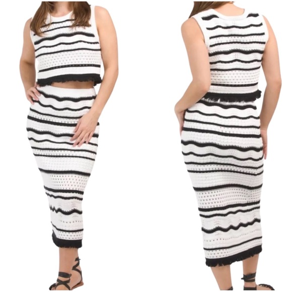 House of Harlow 1960 NWT Fringe Crochet Sleeveless Midi Skirt Set - Picture 2 of 6